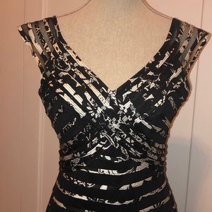 Women’s black and white dress.